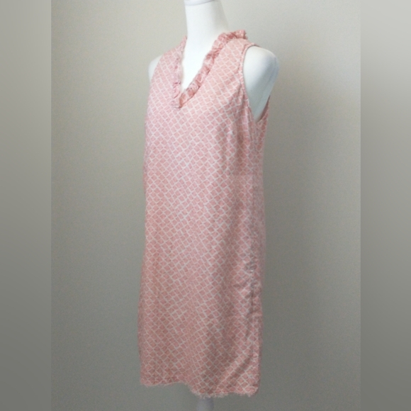 Tommy Bahama pink linen ikat ruffled dress XS - Picture 4 of 9
